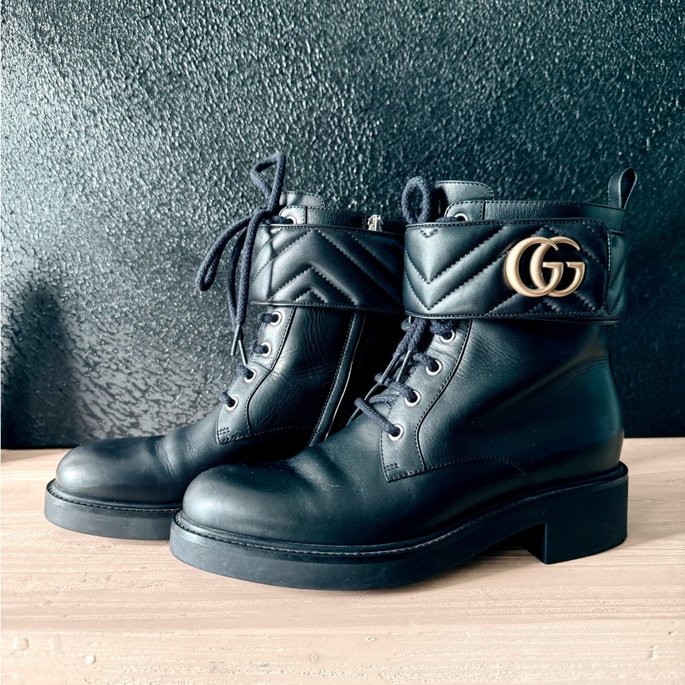 Gucci Combat Boots with removable Logo Strap